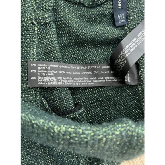 Zara Metallic Green & Gold Knit Casual Lounge Pants With Pockets Womens Size S - Picture 8 of 13